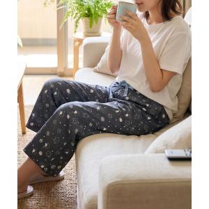 パンツ 「TETE SELECTION」７分丈リップルプリントパンツ/総柄 ウエストゴム リラックス 涼しい レディース