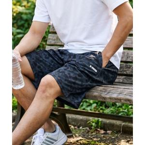 ハーフパンツ パンツ 短パン 「K-SWISS/ケースイス」カモフラプリントハーフパンツ/迷彩柄 ショートパンツ 総柄 吸汗速乾 ウエストゴム イージー スポーツ…