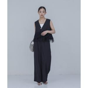 セットアップ レースフリルベスト×パンツ　セットアップ レディース