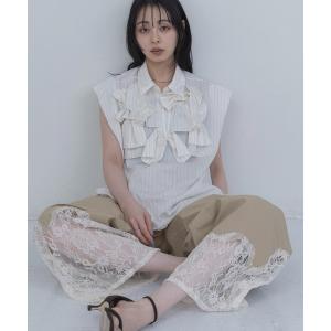 ブラウス シャツ ランダムリボン タックスリーブブラウス レディース
