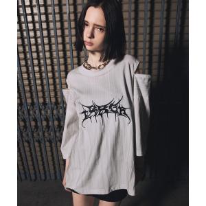 tシャツ 「ERAR」ヴィンテージライクショルダーZIPトライバルロゴ刺繍Tシャツ メンズ レディース