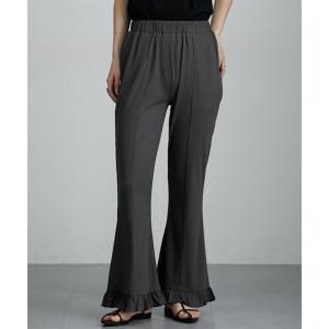 パンツ カットリブフリルパンツ レディース