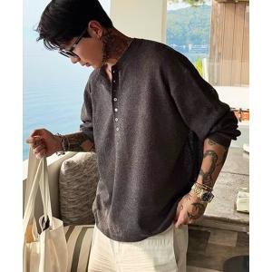 セーター ニット 「NOWLE」シアーメッシュ アーバンリゾート ヘンリー サマーニット メンズ