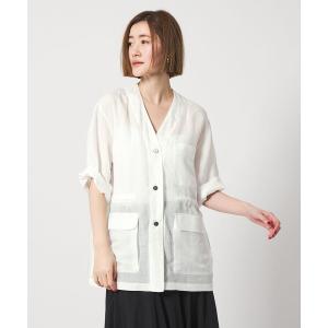 ブラウス シャツ 「conte」シアー Vネック サファリシャツ レディース｜ZOZOTOWN Yahoo!店