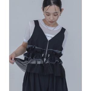 ベスト ジレ ウエストフリルビスチェ レディース