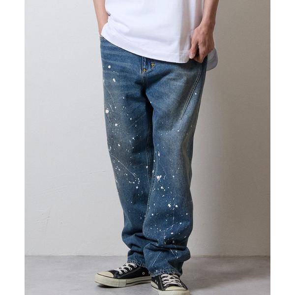 ジーンズ HAND PAINTED STRAIGHT DENIM JEANS VINTAGE WAS...