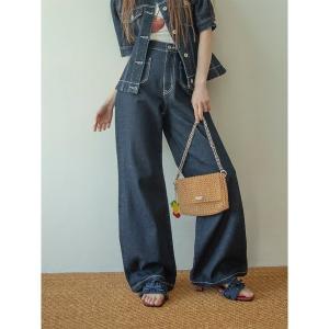 パンツ ストレッチセミフレアデニムパンツ レディース
