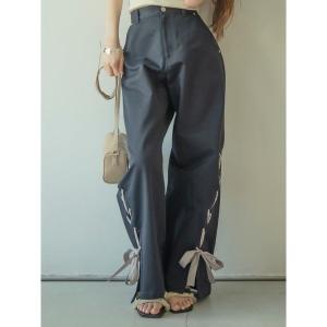 パンツ レースアップリボンカーゴパンツ レディース