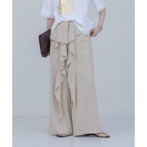 パンツ ドレープフリル ワイドパンツ レディース