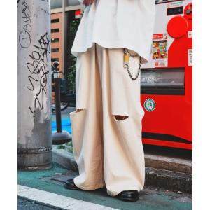 ワイドパンツ パンツ 「WEB限定」ニー・スリット ワイドボリュームパンツ メンズ