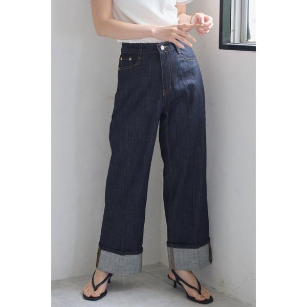 ジーンズ デニム デニムパンツ ロールアップストレートデニム レディース
