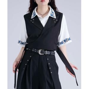 ベスト ジレ ハトメデザインダブルベルトジレ/SETUP対応 メンズ レディース