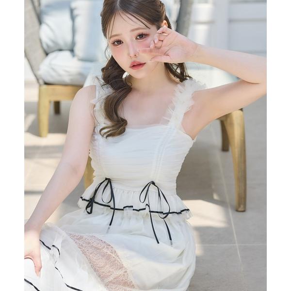 タンクトップ ノースリーブ 「Tulle Collection」チュールビスチェ レディース