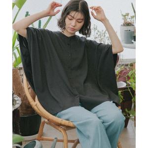「niko and...」 半袖ブラウス LONG チャコール レディース