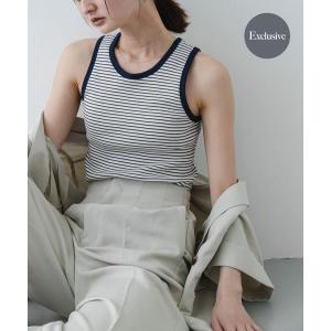 タンクトップ ノースリーブ 「別注」Healthknit×SENSE OF PLACE ボーダータンクトップ レディース