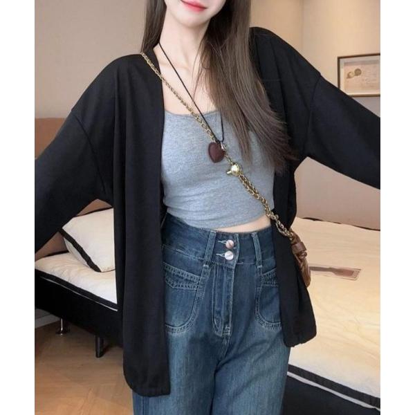 カーディガン 夏服。軽やかな透け感とゆったりシルエットで抜け感をまとうシアーUVカットカーデ レディ...