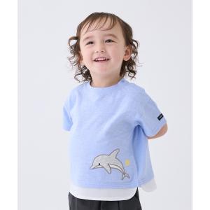 tシャツ 「接触冷感」海のいきものアップリケ半袖Tシャツ キッズ 子供服 男の子 女の子