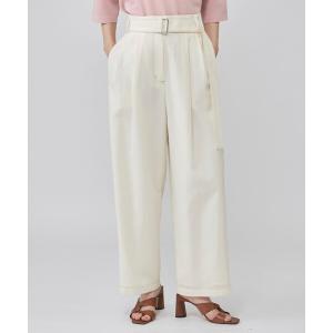 ワイドパンツ パンツ 「接触冷感・着用しわ軽減・UV対策」ツータックフォルムベルトパンツ レディース