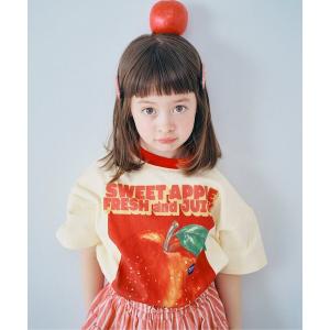 tシャツ 元気いっぱいひまわりとリンゴのグラフィック半袖Tシャツ キッズ 子供服 男の子 女の子