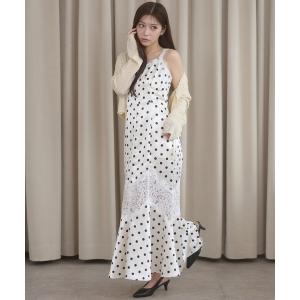 ワンピース lace docking dot camisole dress / レースドッキングドットキャミワンピース