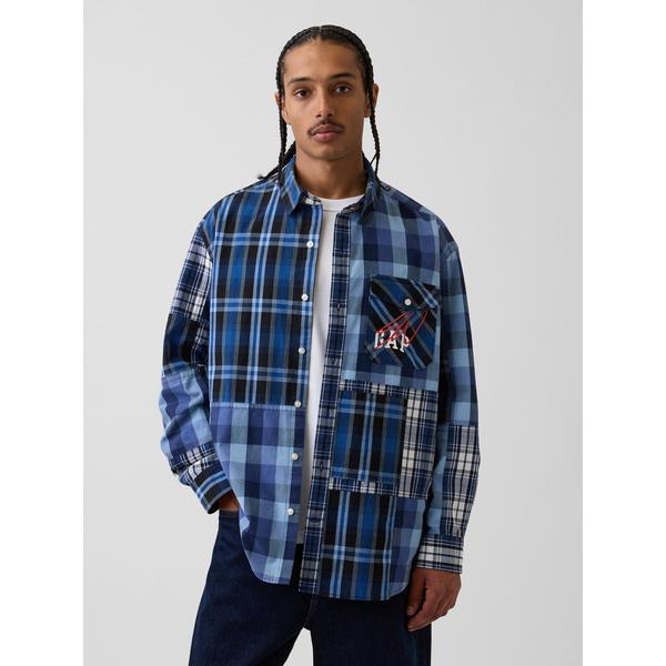 シャツ Gap × Sean Wotherspoon オーバーサイズ パッチワーク プレイド ロゴシ...