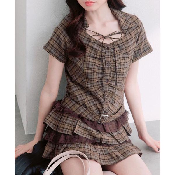 ワンピース 半袖 ティアードシャツワンピ
