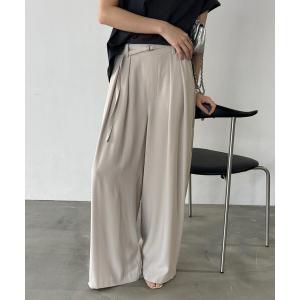 パンツ 「WEB限定」ベルト付タックワイドパンツ レディース