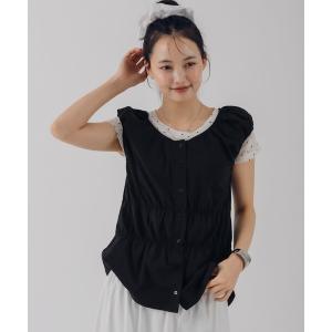 puff sleeve docking peplum top / パフスリーブドッキングペプラムトップス レディース