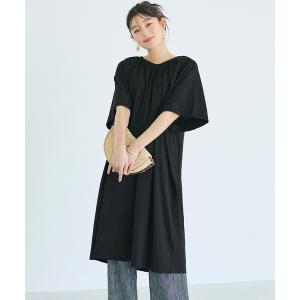 ワンピース 夏 半袖 カットバックリボンギャザーワンピース