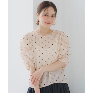 tシャツ 「田中里奈様着用」シアードット袖シャーリングTOPS レディース
