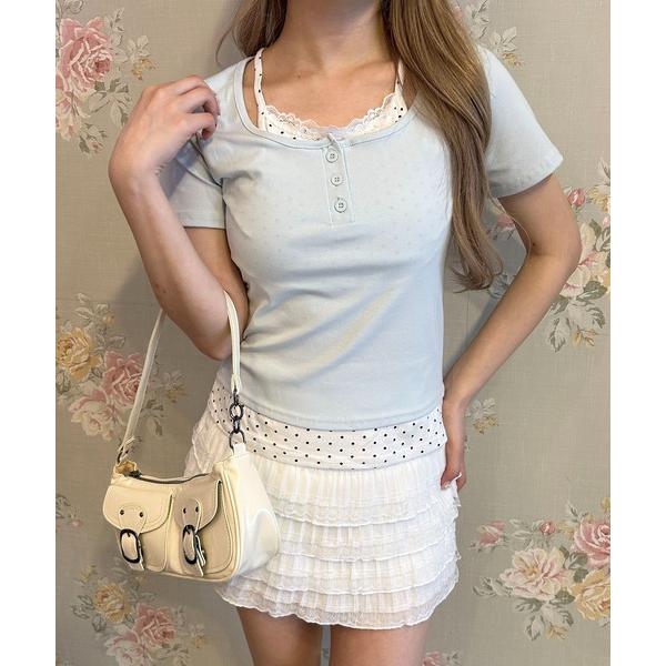 tシャツ ドットキャミレイヤードT レディース