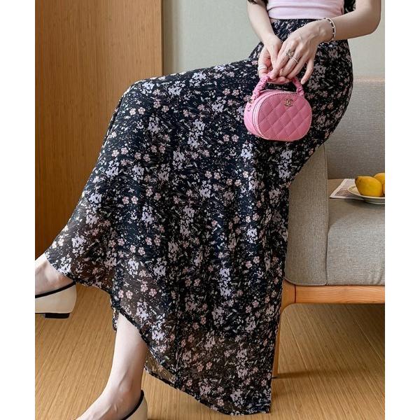 ロング スカート フラワーセミフレアロングスカート