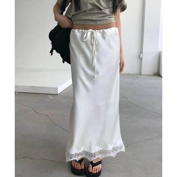 スカート YUGA_YGMC　　Korean-style  satin lace skirt