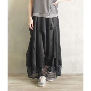 ロング スカート メッシュ×タックスカート