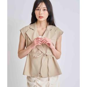 ブラウス シャツ デザインカラーノースリリボンブラウス レディース