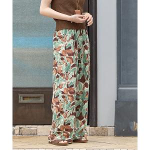 ワイドパンツ ジーンズ デニム デニムパンツ プリントイージーパンツ レディース