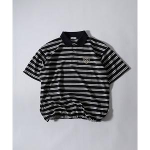 ポロシャツ CLASSICAL EMBROIDERY BORDER DRAWSTRING POLO／クラシカル刺繍 ボーダードローストリングポロ