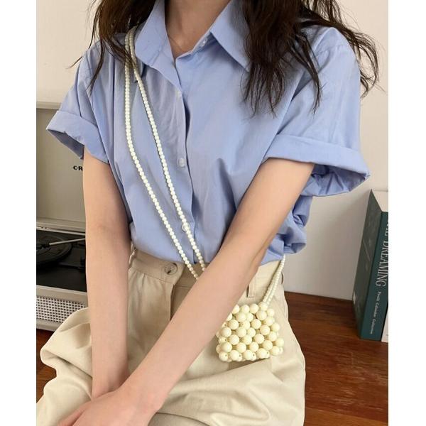 ブラウス シャツ 半袖 シンプル半袖シャツ レディース