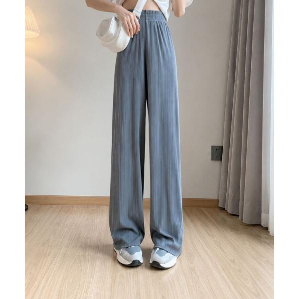 パンツ ウエストゴムプリーツルーズパンツ レディース