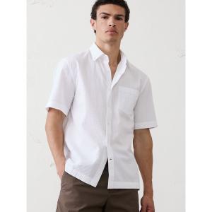 シャツ 半袖 BANANA REPUBLIC FACTORY STORE　　スタンダードフィット シアサッカーシャツ メンズ