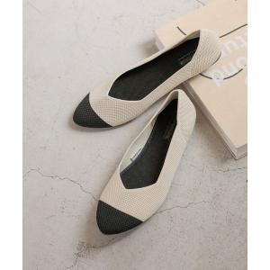 「GLOBAL WORK」 フラットパンプス MEDIUM ホワイト×ブラック レディース