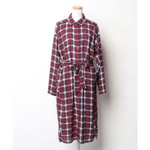 「GEORGES RECH」 チェック柄シャツワンピース 38 レッド レディース