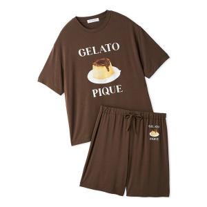 パジャマ 「ONLINE限定」「HOMME」「接触冷感」プリンワンポイントTシャツ＆ハーフパンツセット メンズ