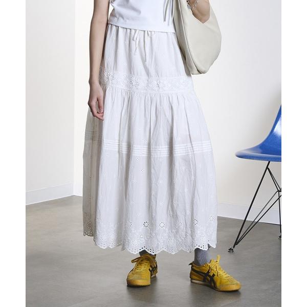 スカート EMBROIDERY LACE LONG SKIRT