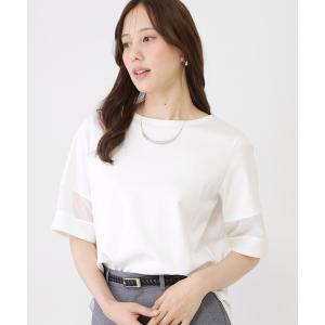 tシャツ 「手洗い可／日本製」異素材ドッキングのプルオーバー レディース