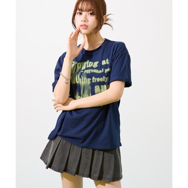 tシャツ スプレーロゴプリントチュニックTシャツ キッズ 子供服 女の子