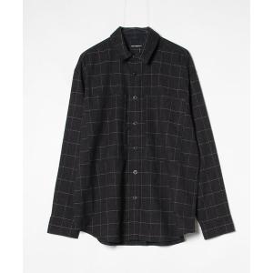 「KARL LAGERFELD」 チェック柄長袖シャツ M ブラック メンズ