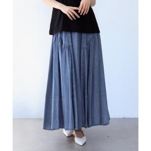 ロング スカート テンセルデニムギャザースカート