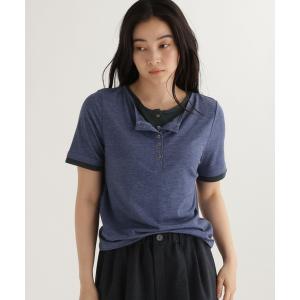 tシャツ 半袖 「daily CLIP」レイヤード風ヘンリーショートスリーブ レディース