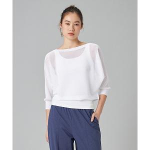 ニット セーター 「ノーソイングニット」７分袖メッシュニットＴシャツ レディース